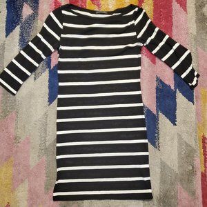 Soprano Black & White 3/4 Sleeve Striped Tee Dress